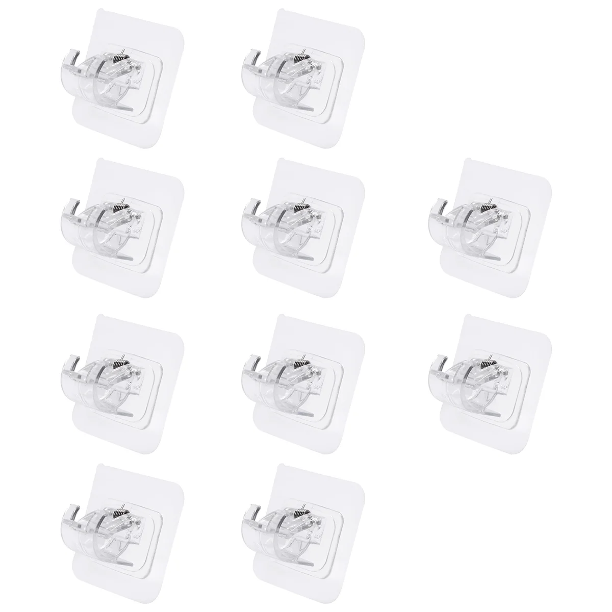 

10PCS Self Adhesive Curtain Rod Holders No Drill Curtain Rods Brackets No Drilling Nail Free Adjustable Hooks -2