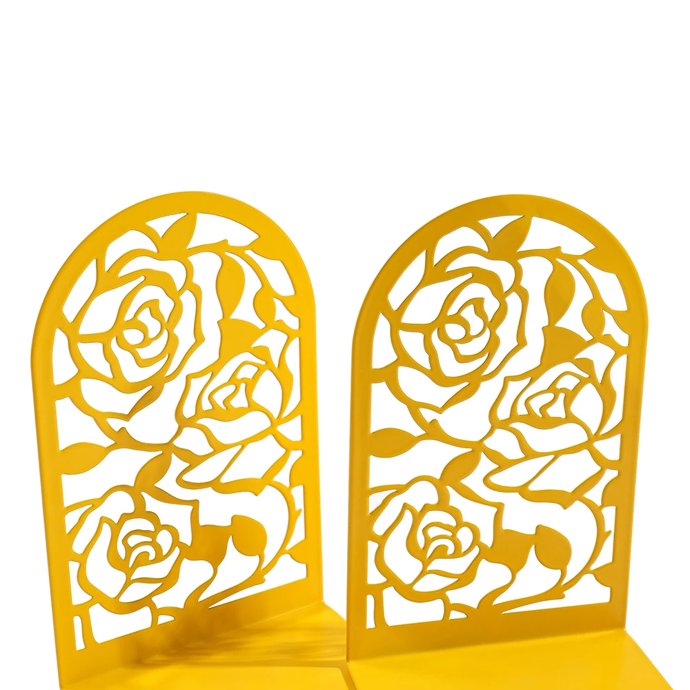 2pcs Rose Book Ends for Book Lovers Heavy Book Ends, Home Desktop Bookends for Teachers Students Office Supplies Iron Bookends