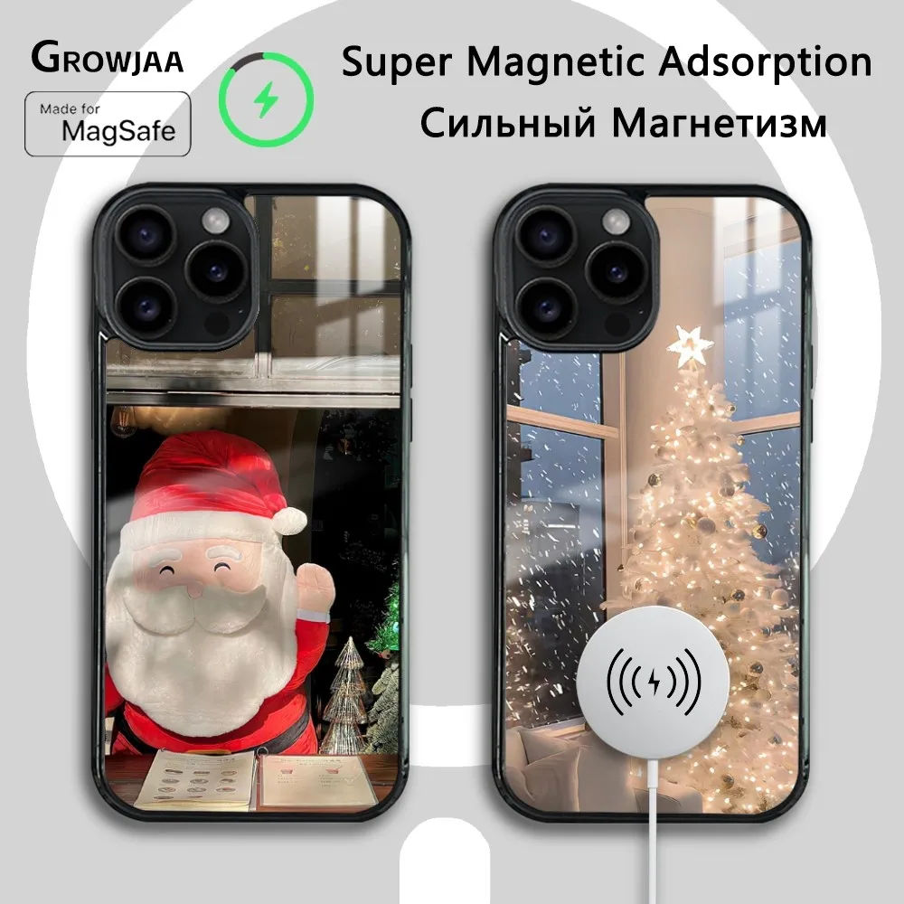 Christmas Tree Cool Phone Case For iPhone 16 15 14 13 12 11 Pro Max Plus Mini Magsafe Mirror Wireless Magnetic Cover