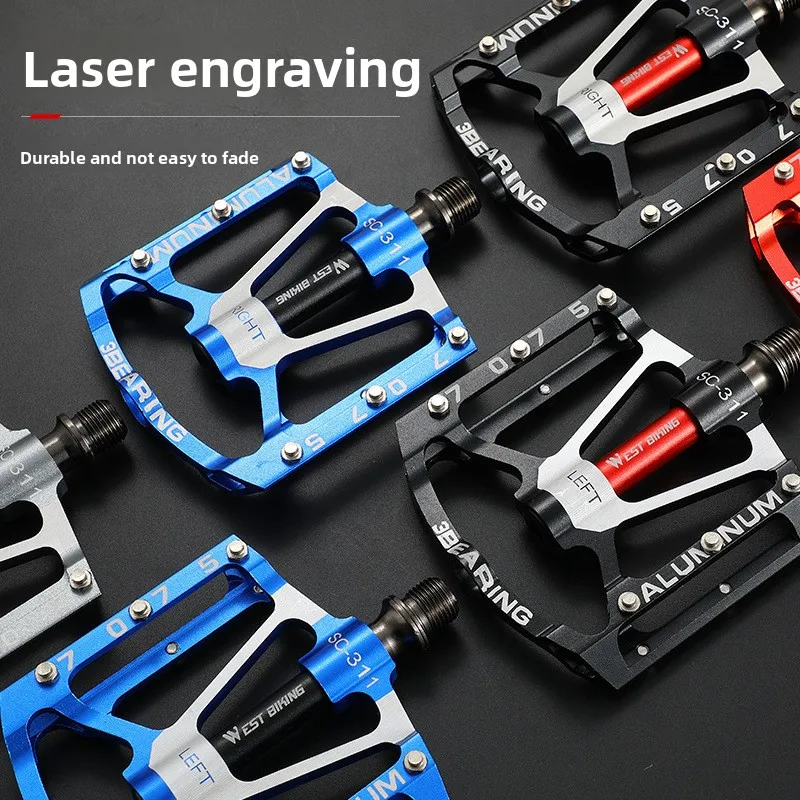 

Легкие педали WEST BIKING MTB из алюминиевого сплава — велосипедные педали на плоской платформе с подшипником 3 DU