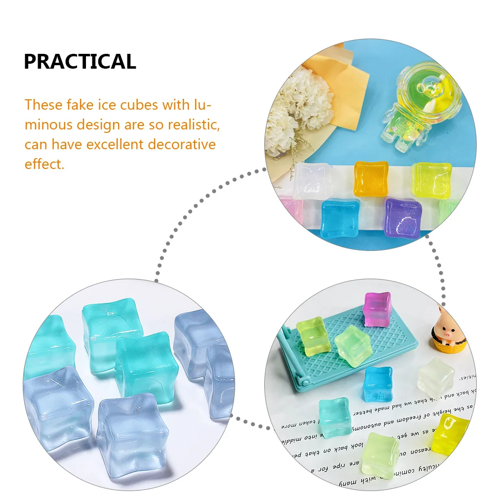 20pcs 20 Fake Cubes Props Glow Photography Props Fluorescent Decorative Reusable Vase Filler Party Supplies Photography Toys