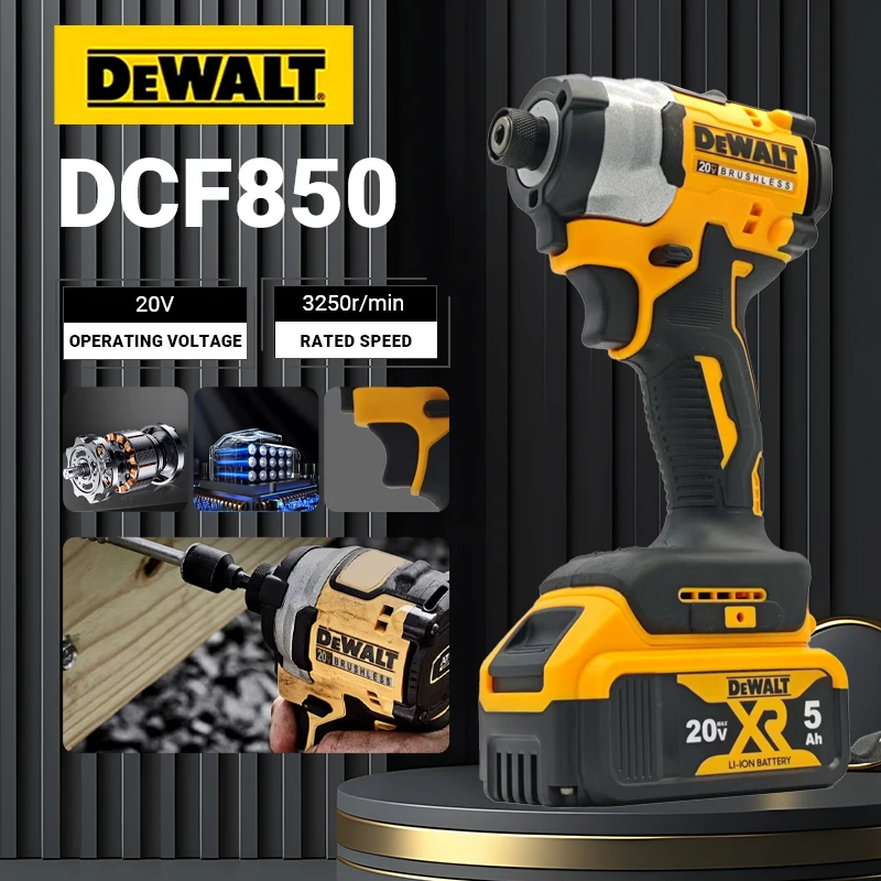 Dewalt DCF850 Schlagschrauber, elektrische Bohrmaschine, bürstenlos, kabellos, 3250 U/min, Schraubendreher, hohes Drehmoment, Elektrowerkzeuge für Dewalt-Akku