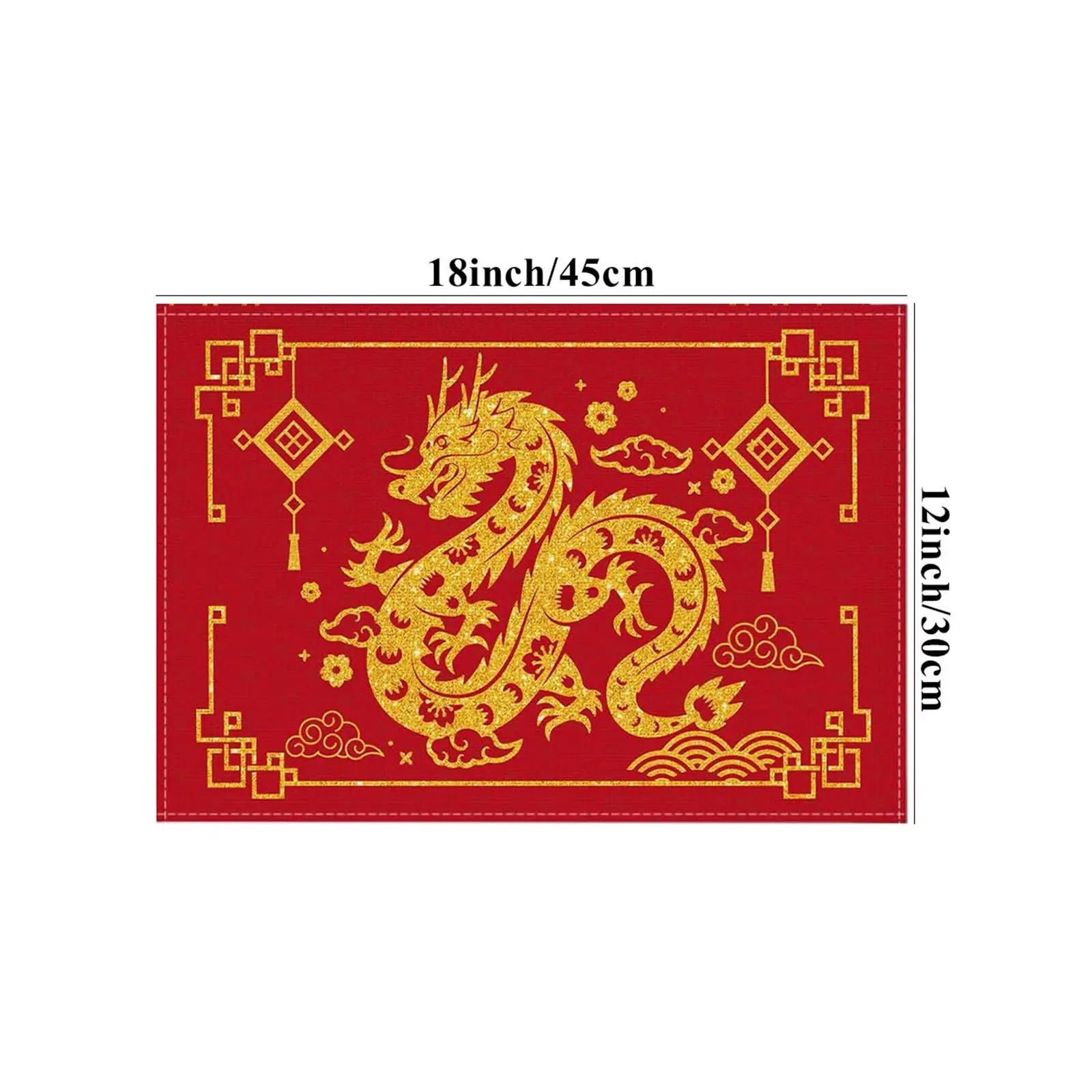 Chinese New Year Placemats 4Pcs Stain Resistant Antiskid Traditional Happy New Year Table Decoration for Seasonal Party Supplies
