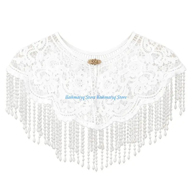 573B Classical Flowy Bridal Shawl Intricated Fringe Detail Ethnic Cheongsam Coverup