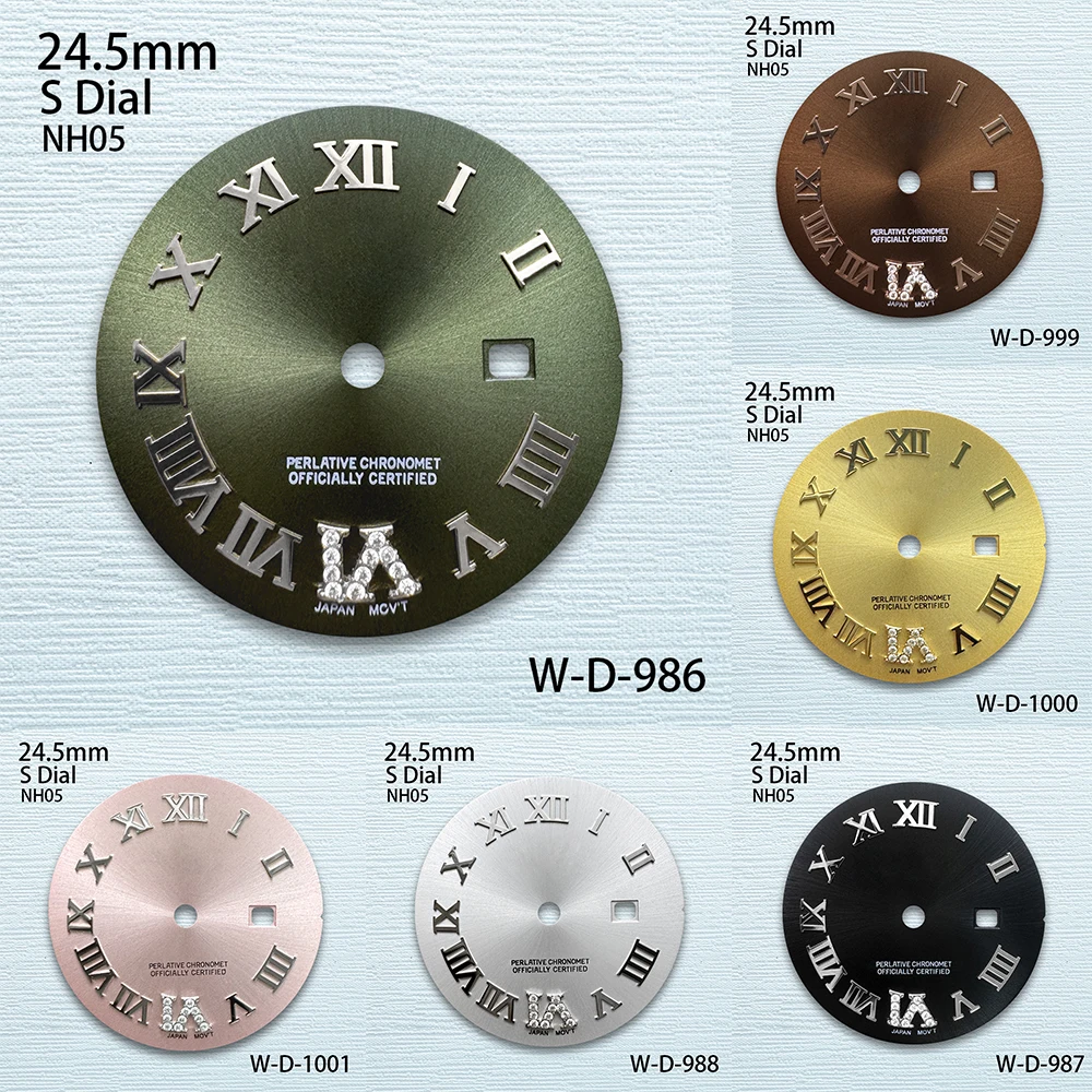 

24.5mm S Logo Rome Diamond Dial Fit NH05 Japanese Movement High-Quality Sunray Dial Watch Modified Accessories