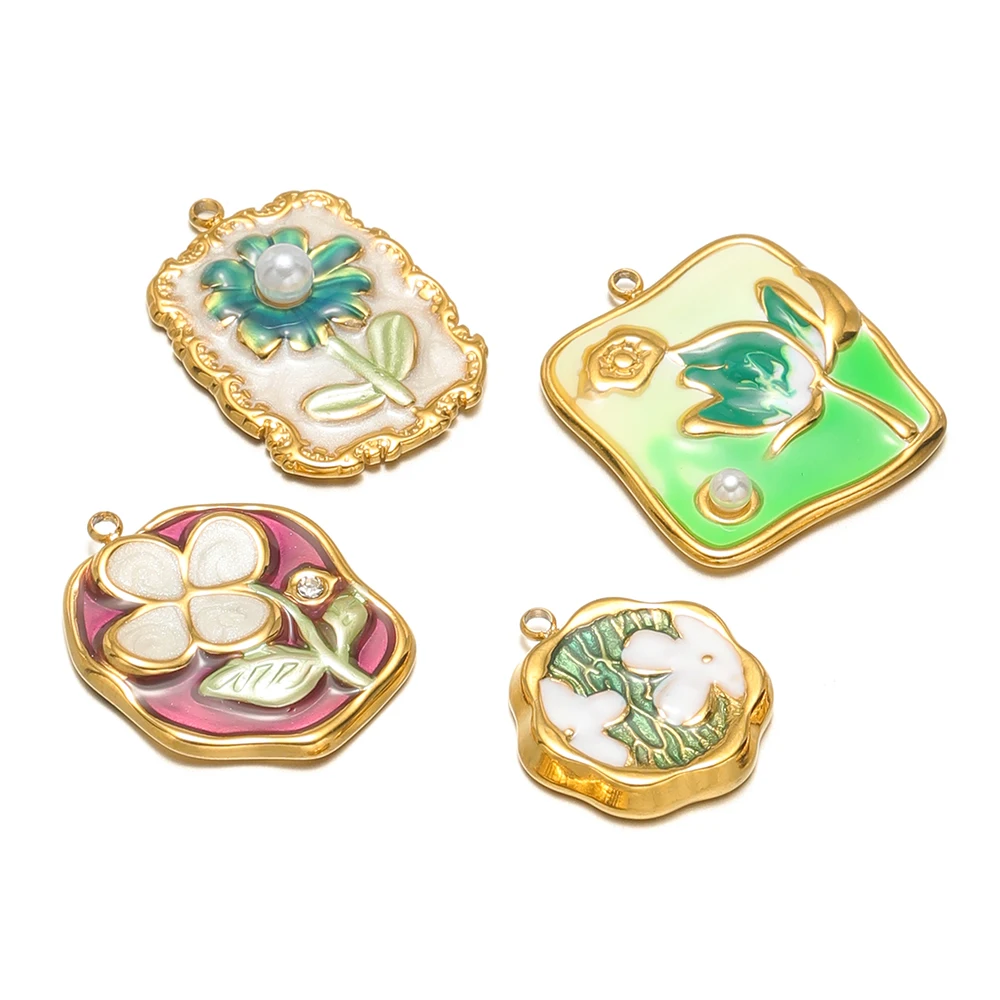 

4 шт. подвески из нержавеющей стали с цветной эмалью в виде цветов для женщин, для изготовления ювелирных изделий, украшения для серег и браслетов