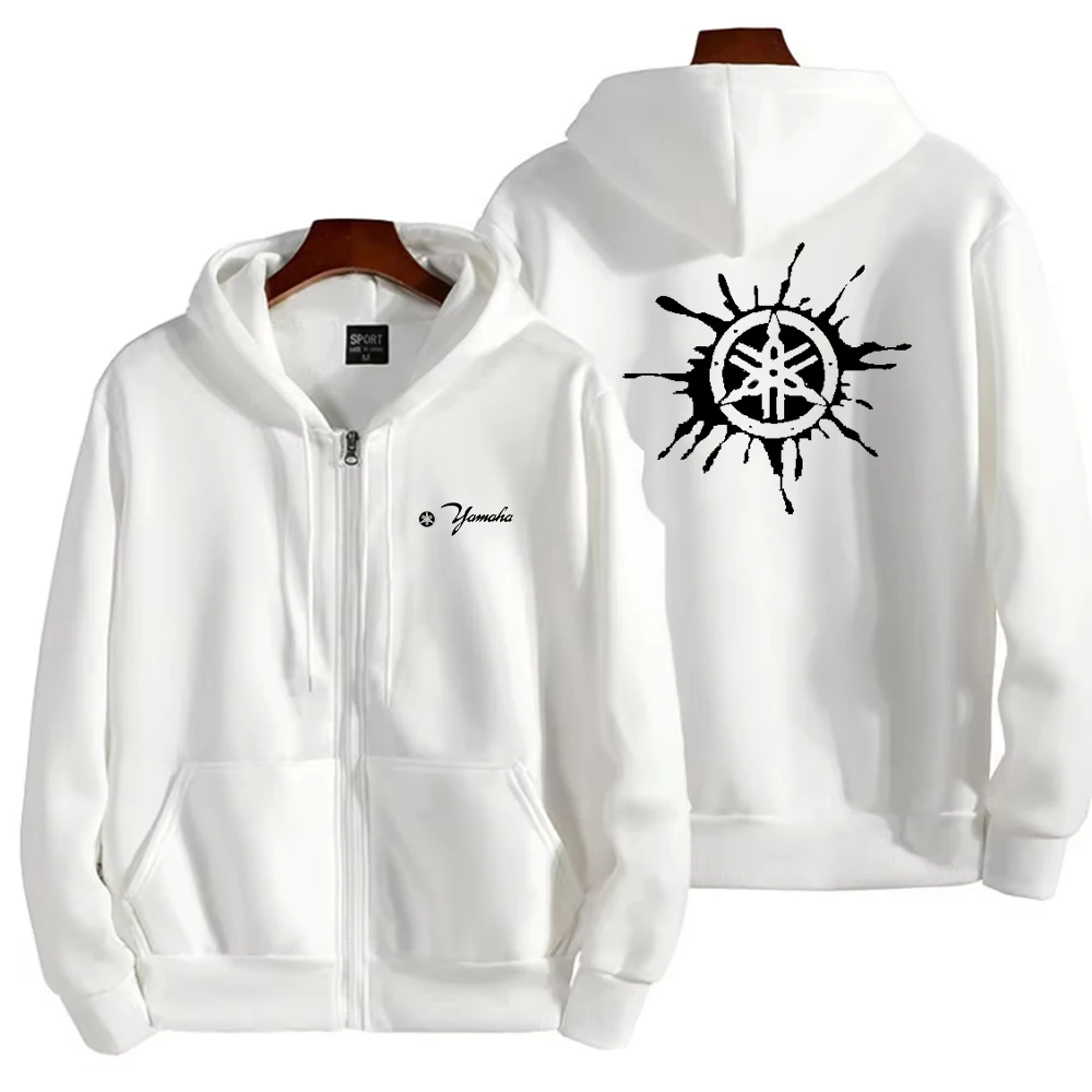 

New Yamaha logo printed fashionable zipper sportswear for autumn and winter jackets, trendy hoodies for men, pocket long sleeved