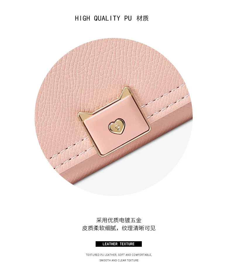 2025シンプルショートソリッドカラーレディース財布学生三つ折りPUレザーコインカードバッグシルバー財布