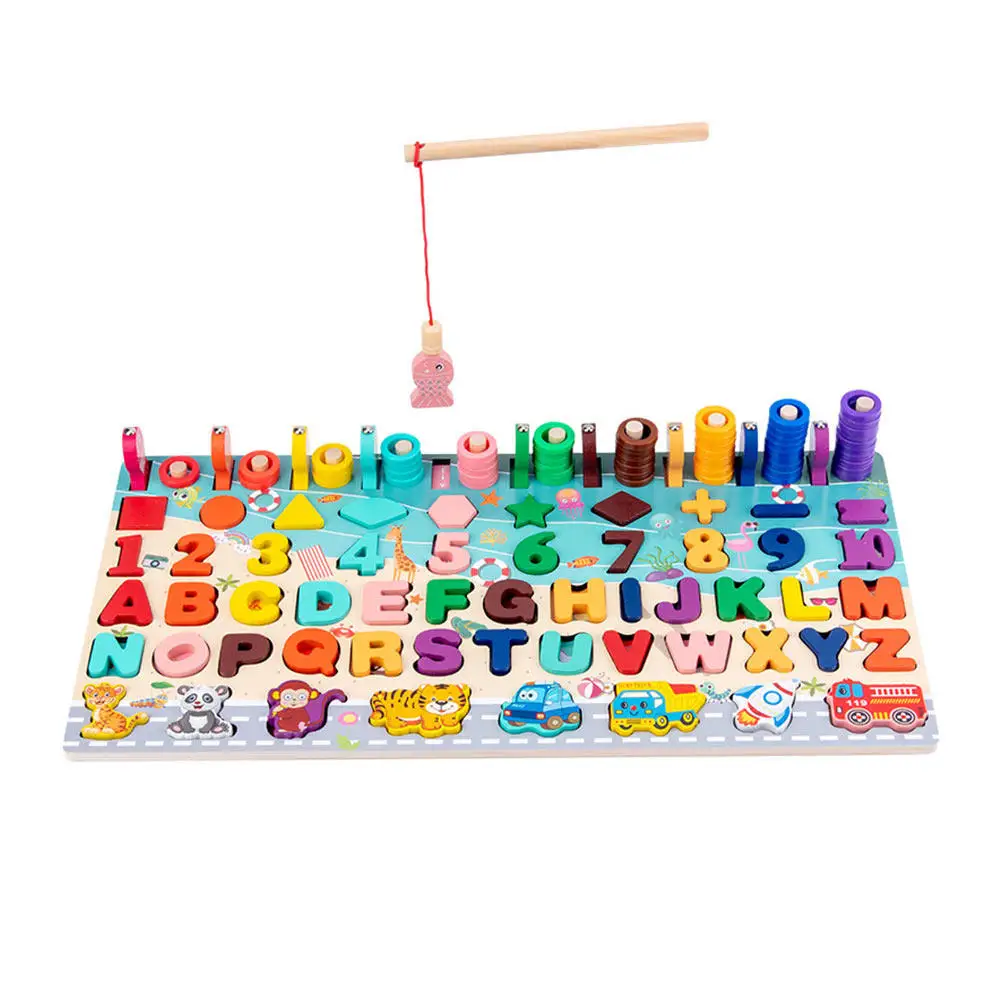 

1Set Wooden Number Letter Shape Matching Cognitive Board Educational Plaything Colorful Design Hand Eye Coordination