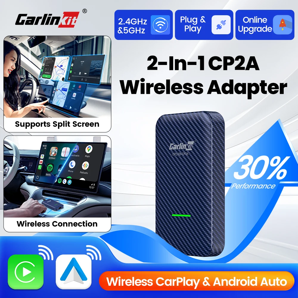 CarlinKit Wireless Adapter CP2A Wireless Android Auto & CarPlay Smart Mini Box Plug & Play 2.4G&5Ghz WiFi Bluetooth Auto Connect
