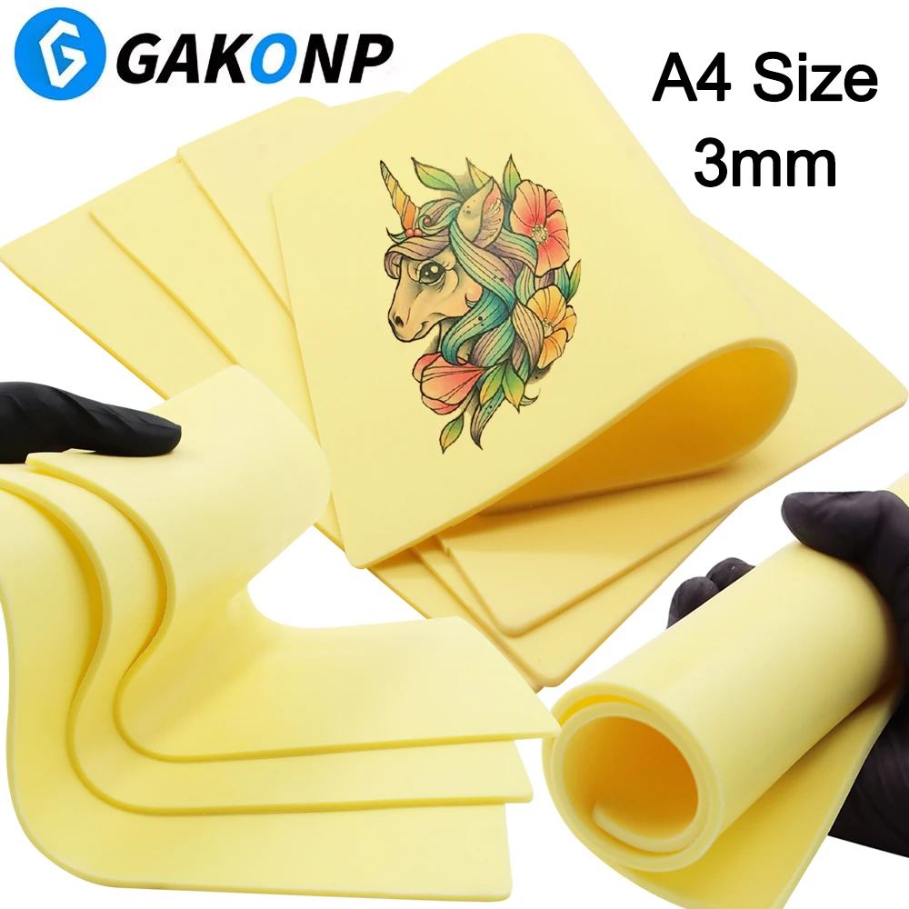 

3MM A4 Size Tattoo Practice Skin Double Sides Silicone Fake Tattoo Skin for Permanent Makeup Tattoo Beginners Exercise Tool