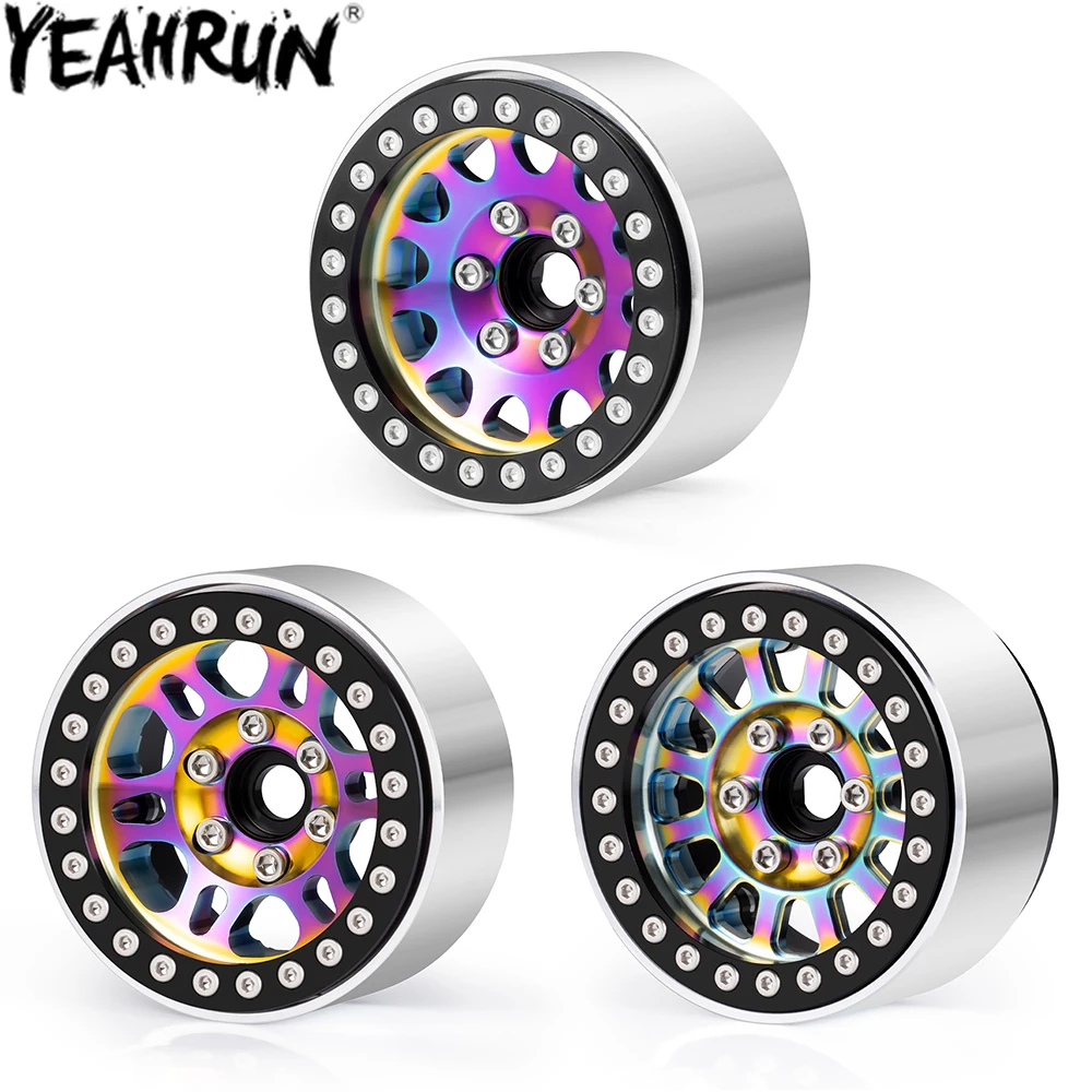

YEAHRUN 4PCS Alu Alloy 1.9 2.2Inch Beadlock Wheels Rim Colorful Hubs for 1/10 RC Crawler Axial Wraith SCX10 TRX4 TRX6 D90 CC01