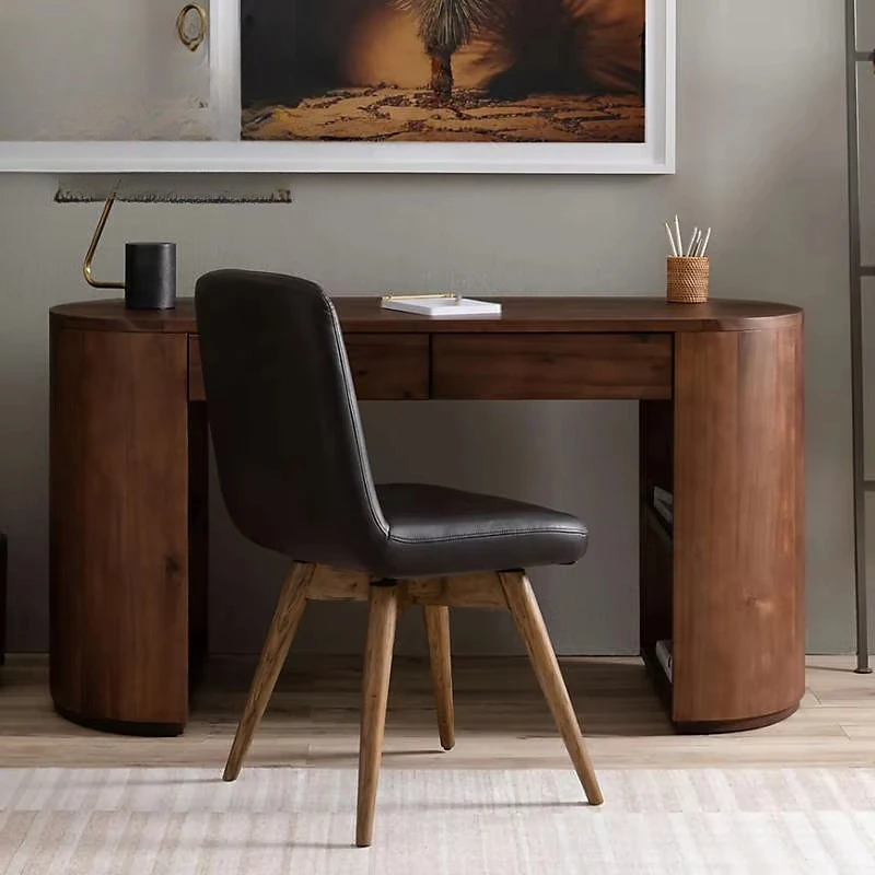 Office Solid Wood boss Computer Table Nordic Walnutl Wood Desk  Bedroom with Storage Drawers Vanity Desk for Makeup