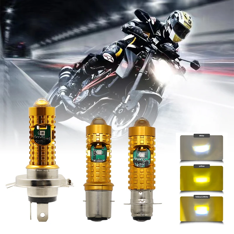 

Led Bulb Motorcycle Headlight H4 H6/P15D BA20D Led Moto 660LM Canbus White Yellow Highlight Lamp Scooter Accessories Fog Lights