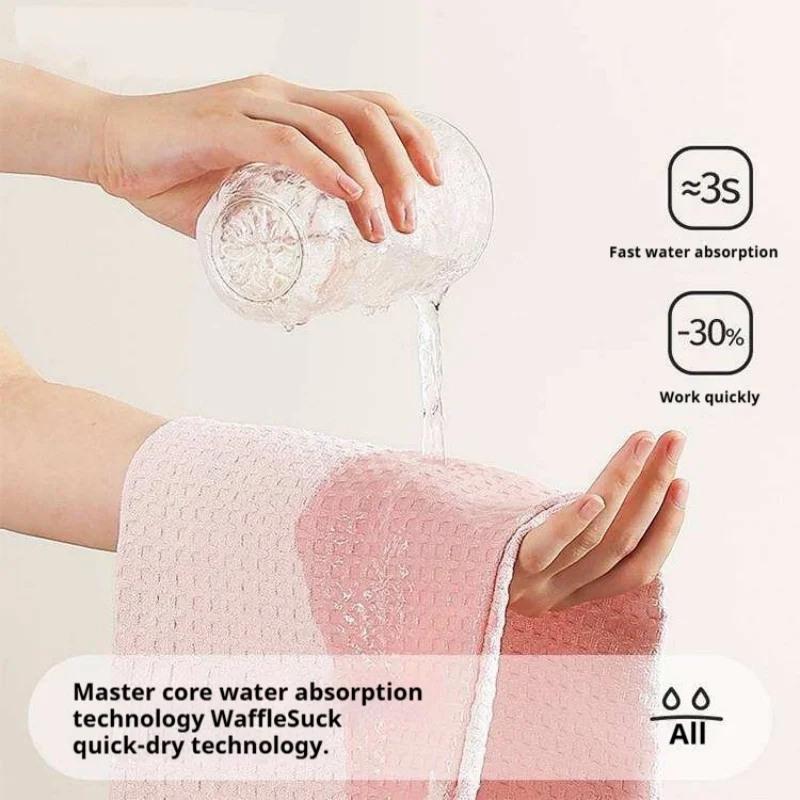 1Pc Solid Waffle Hair Drying Cap Hair Towel For Bathroom Women's Absorbent Quick Drying Shower Cap Wash Hair Wipe Head Towel