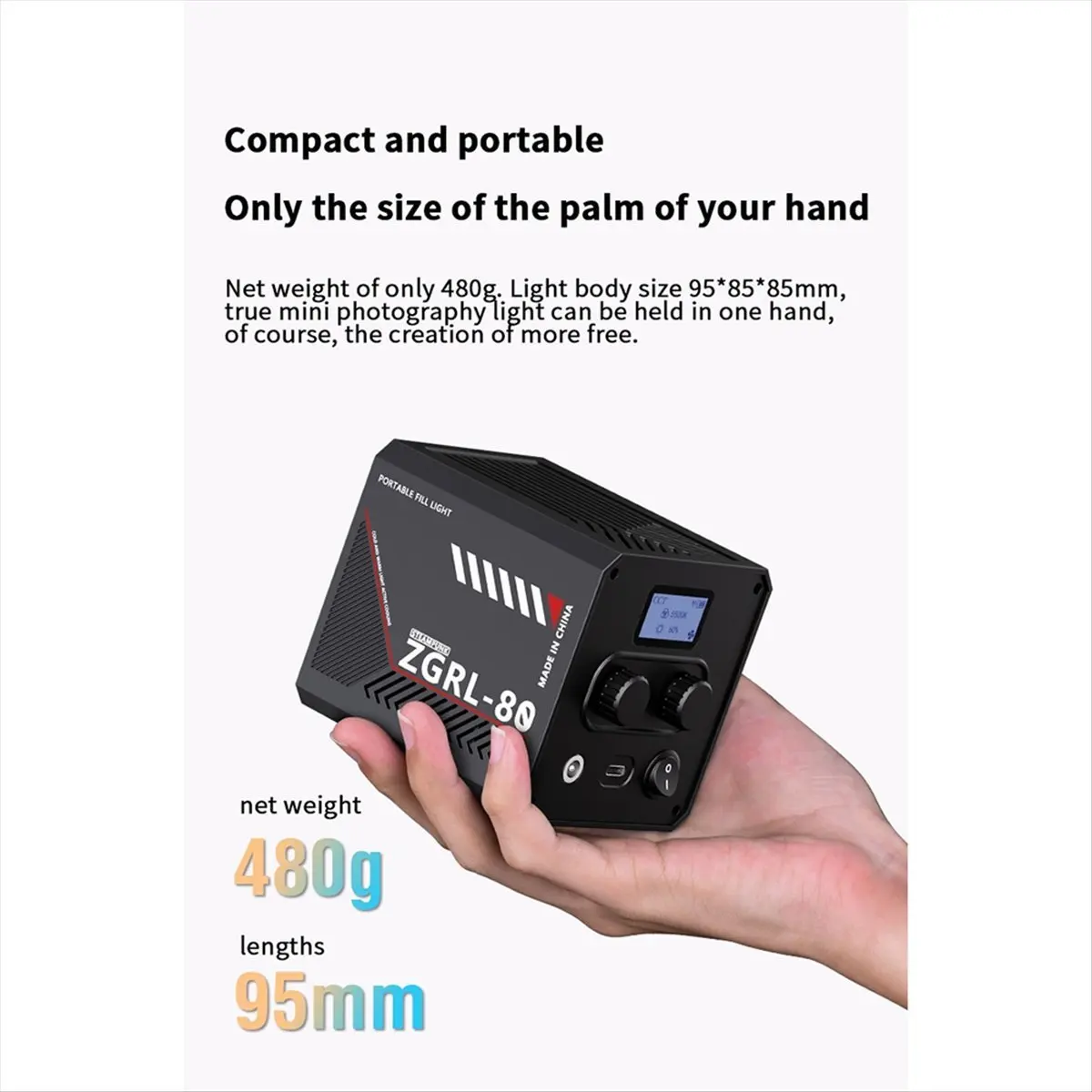 ●60W Pro Portable LED Video Light COB Bi-Color Photography Light 2800K-7500K for Livestreaming Filming Light EU PLUG-A57M