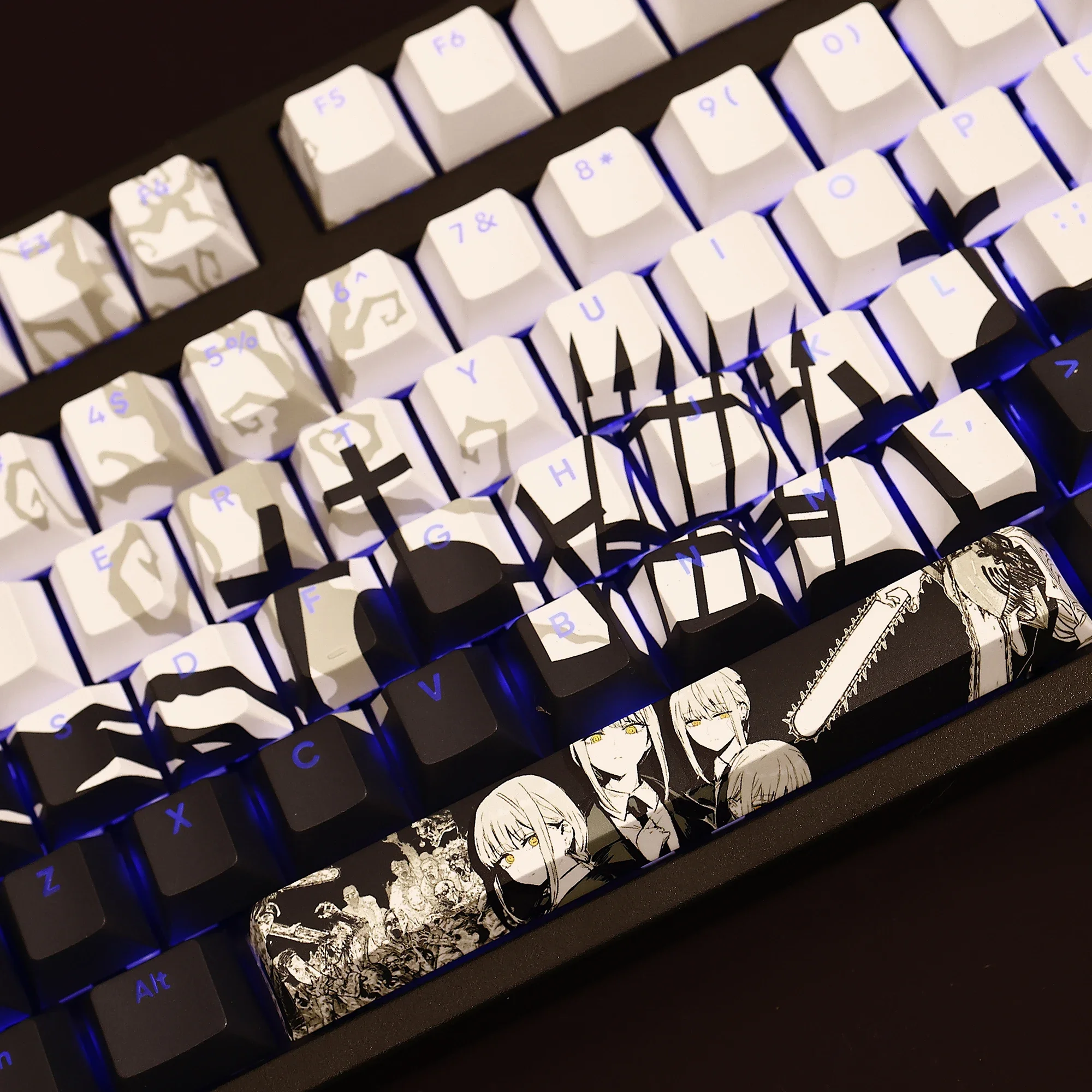 Imagem -04 - Keycaps Teclado Mecânico Chainsaw Man Makima Tema do Jogo de Animação Pbt Keycaps Perfil Cherry Translúcido Rbg 108 Chaves