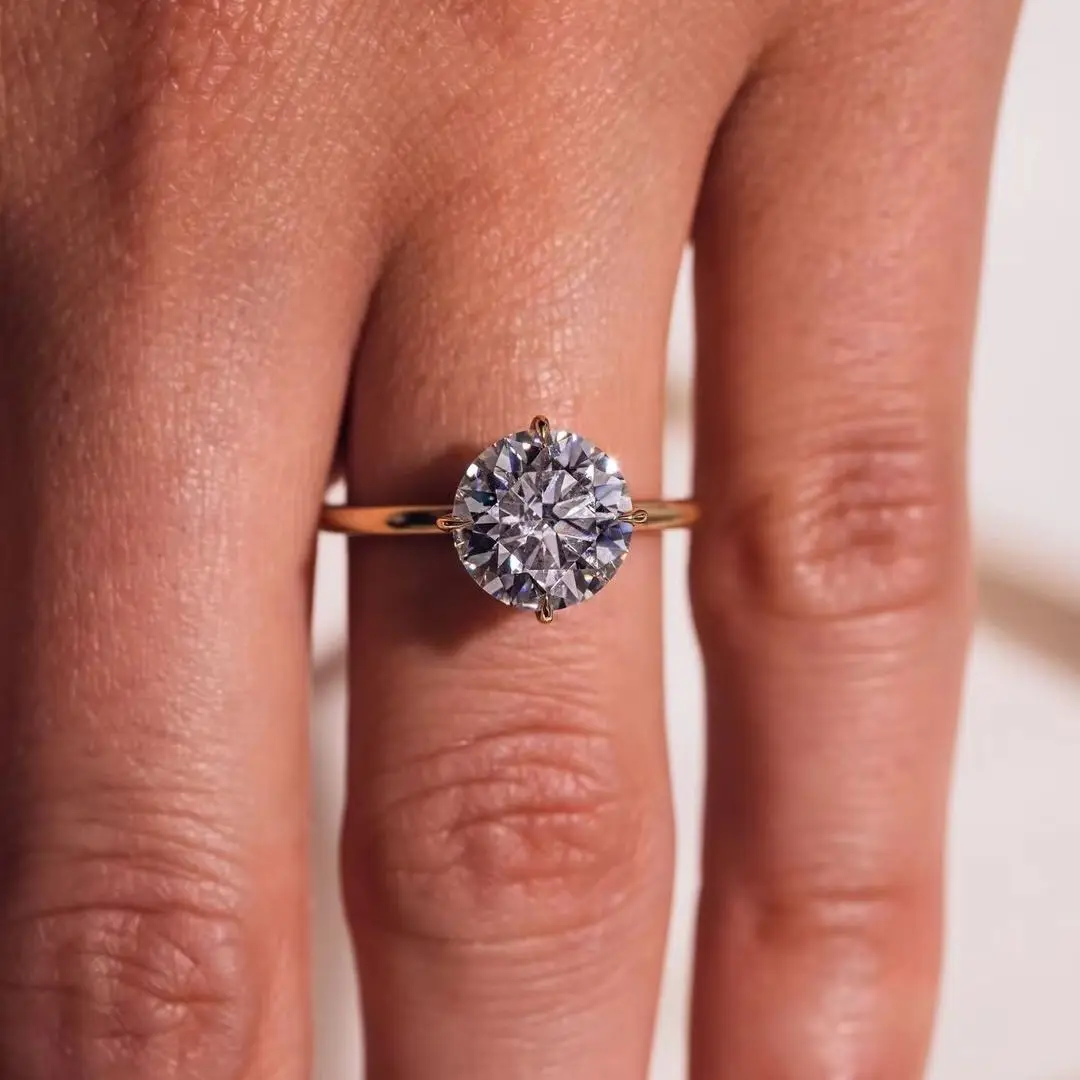 

JOVOVASMILE 3 Carat Round Moissanite Wedding Ring 14k Real Gold Au 750 Jewelry For Woman Luxury Romantic Engagement Proposal