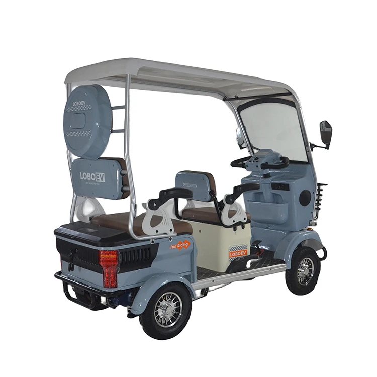 Cheap Price Innovative Design 800W Vacuum Tire Foam Seat Cushion Adult Four Wheel Electric Tricycle with Roof Grey