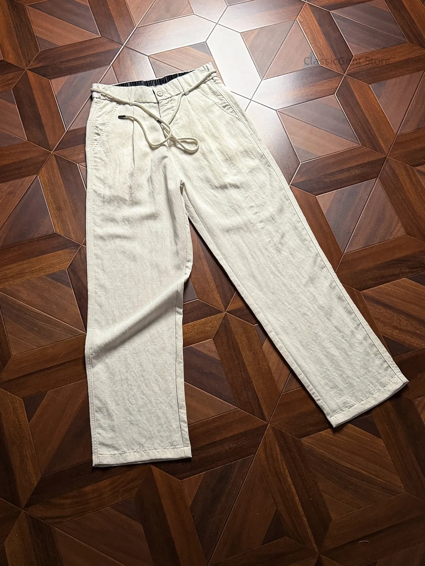 

Lyocell linen ice-cool body feeling 6.3OZ straight casual pants, delicate, smooth and breathable