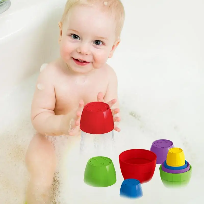 

Beach Stacking Cups Sensory Training Stacking Cups For Water Play Bathing Building Toy Fun Stack Game For Children Swimming Pool
