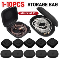 1-10PCS KZ Earphones Case PU Leather Oval Headphone Box Bag Travel Dustproof Organizer Small Holder Headset Accessories