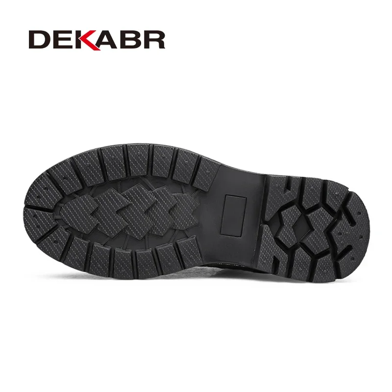 DEKABR Brand Autumn Winter Men Boots High Quality Comfortable Warm Fur Lace-up Ankle Snow Boots Genuine Leather Boots For Men