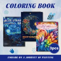 Juego de libros para colorear artísticos de 3 piezas, libros de dibujo curativo para aliviar el estrés para adultos, 90 diseños únicos, regalo perfecto para adultos y adolescentes