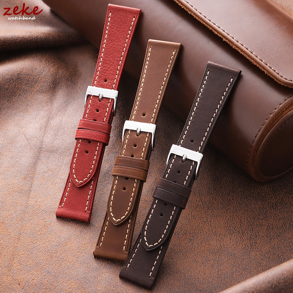 

Genuine Leather Watchband 18mm 20mm 22mm Vintage Cowhide Watch Strap Quick Release Bracelet Universal Wristband Belt Accessories