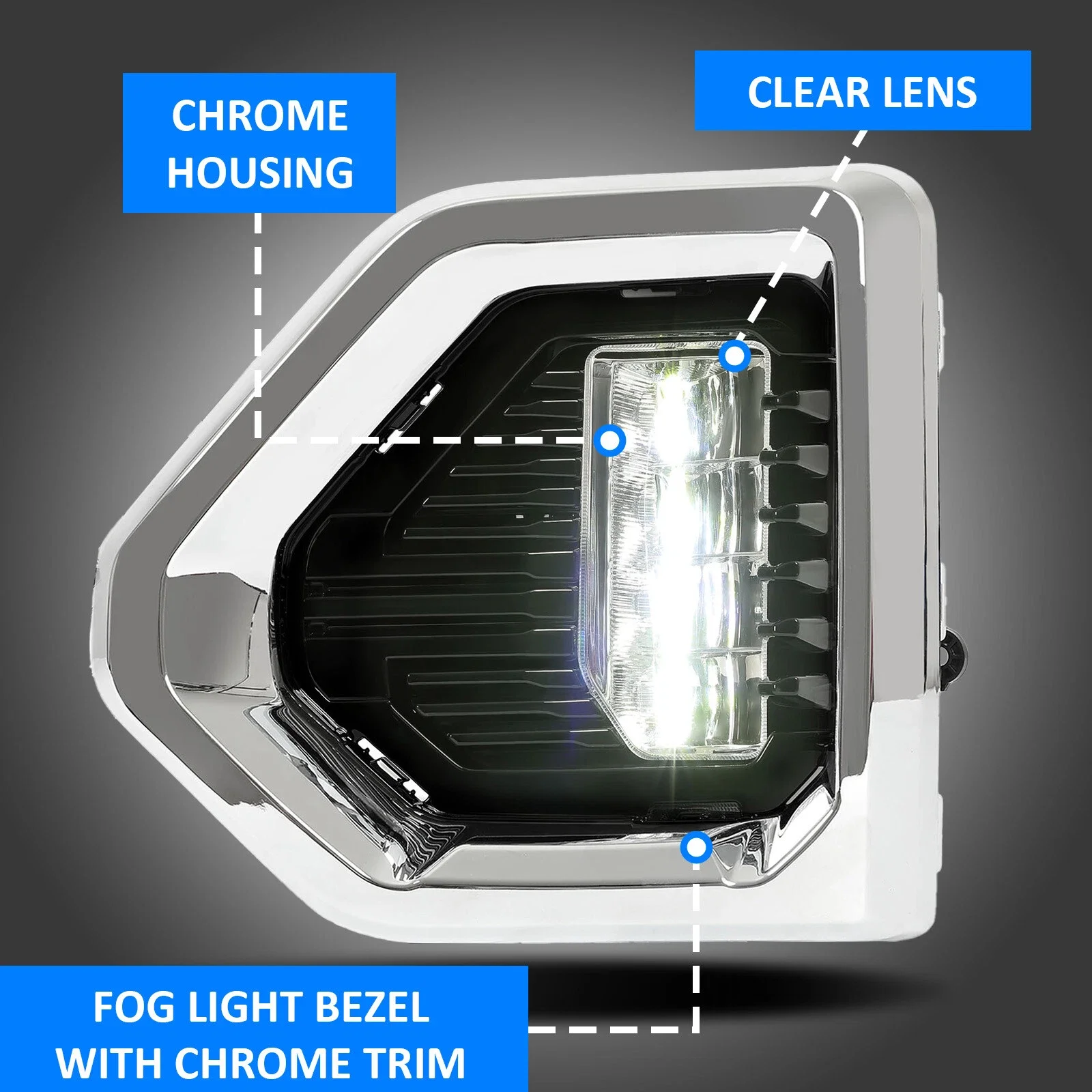 Immagine 3: Fendinebbia Lampada LED con Cornici Cromate Per GMC Sierra 1500 AT4 Denali SLT 2019 2020 2021 2022 Fendinebbia grill 84513246,84513247