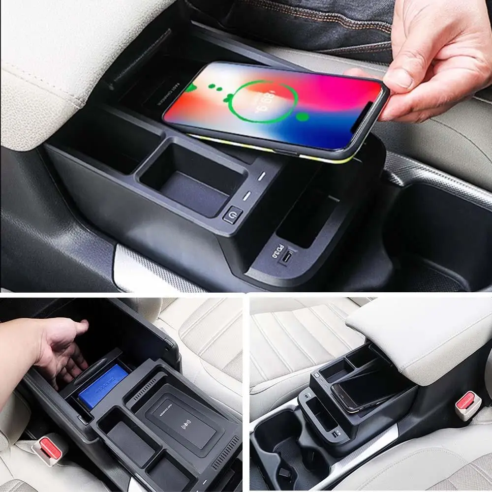 ⭐Genuine⭐ 15W Fast Charge Car Wireless Charger FOR Honda CRV 2017-2021 Accessories Original Car Cigarette Lighter Storage Box