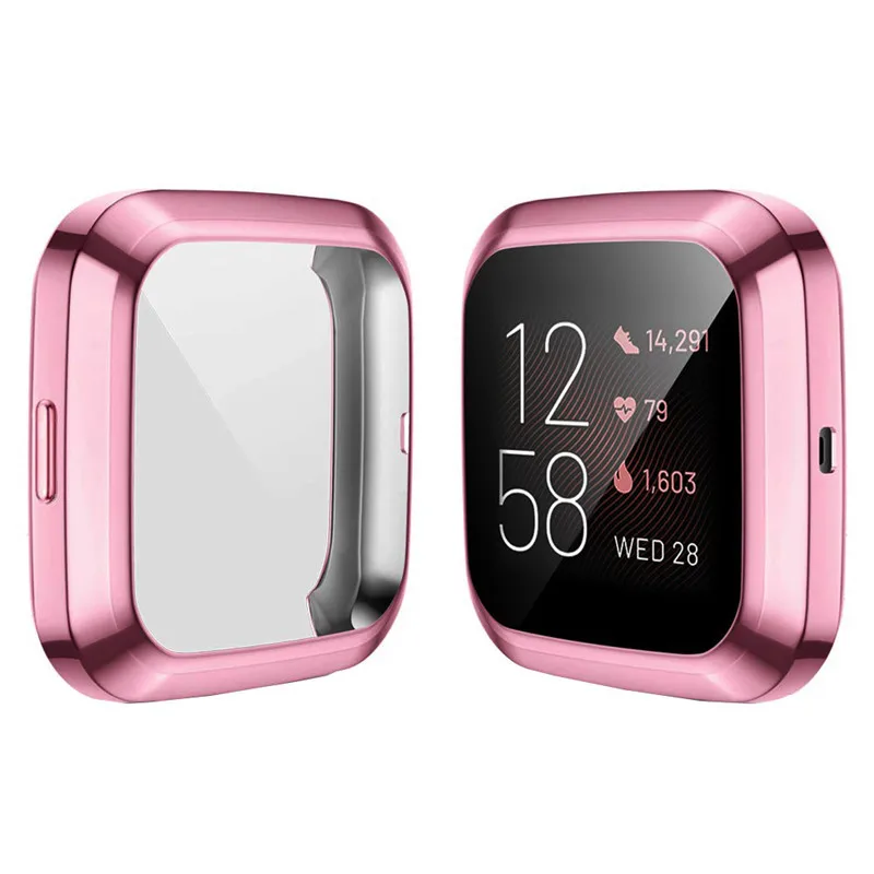 Novo 1 pçs caso tpu macio para fitbit versa1 versa 2 versa lite banda à prova dwaterproof água relógio escudo capa protetor de tela para fitbit versa