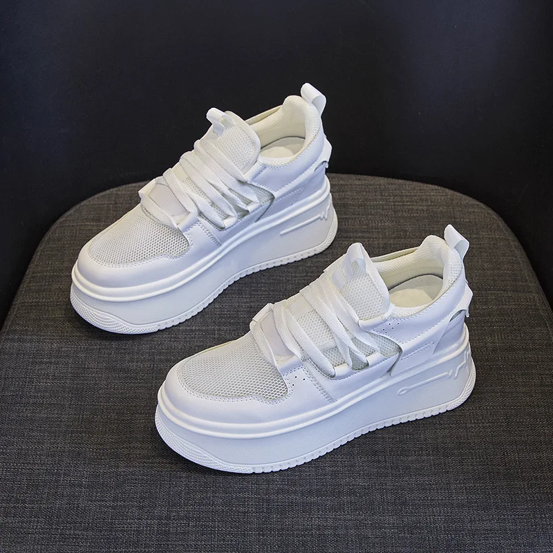 

Little White Shoes Female Flat Bottom Thick Bottom Elevated Increase Simple All-match Casual Shoes Womens Shoes Autumntime