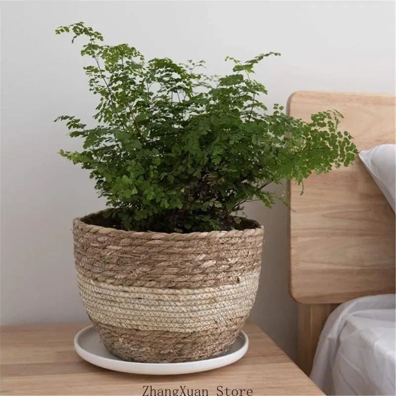 3 Stück neutrale farbblockierte Blumentopfkörbe, abgestufte Naturfaserabdeckungen 3XUF – Detail 3