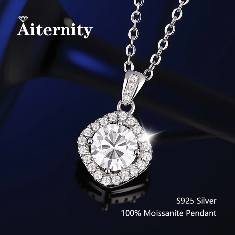 GRA-Zertifikat, 100 % echter Moissanit-Anhänger, Halskette, D-Farbe, 1 Karat, für Frauen, Hochzeit, Braut, S925-Sterlingsilber, edler Schmuck