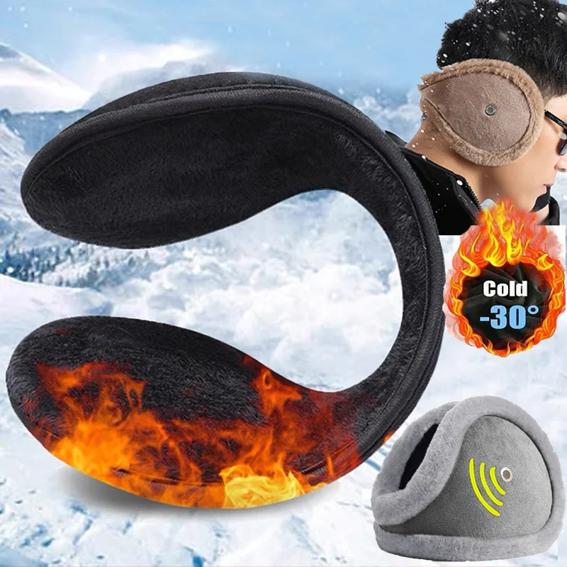 Warm Fur Earmuffs for Men Women Ear Muffs with Receiver Winter Thicken Warmer Ear Cover Outdoor Cycling Ski Plush Ear Protector