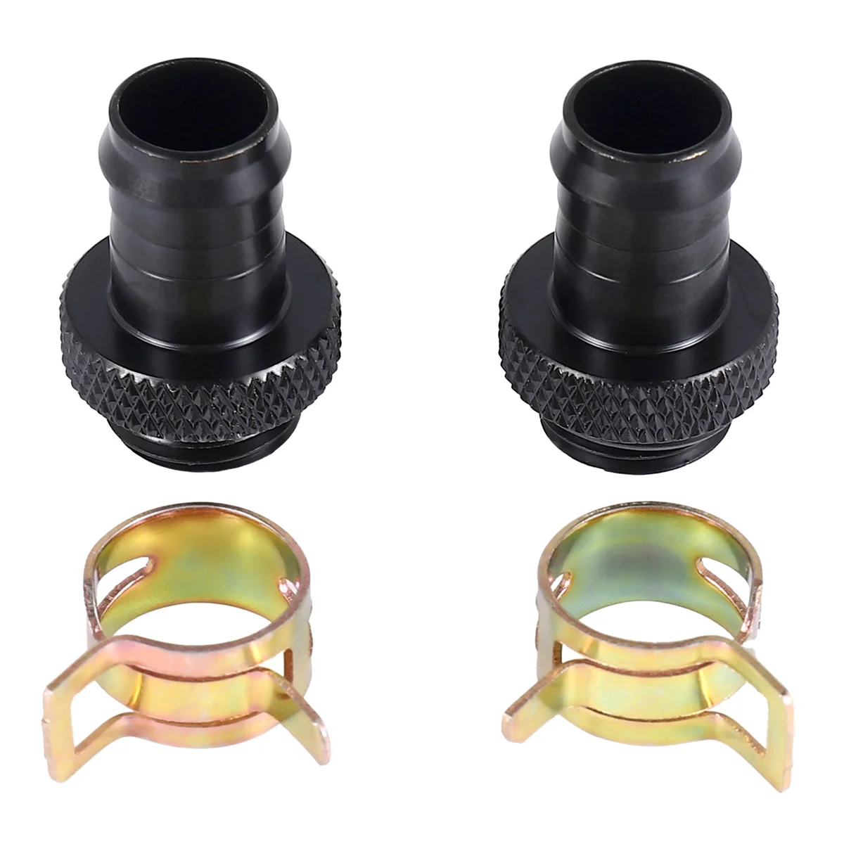 A56XQ 2Pcs Barb Fitting Computer Water Cooling Radiator Copper Heatsinks Cooler Clamp For 3/8 Inch Id Tubing G1/4 Chromed Del