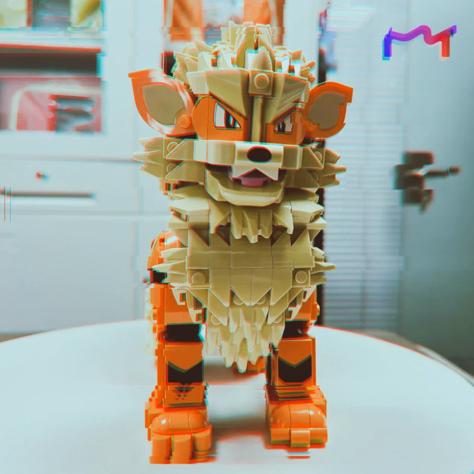 2026 New 1190pcs Monster Wind Dog Animal Elf Orange Hound Fire Puppy Building Blocks Puzzle Model Toy For Birthday Ornament Gift