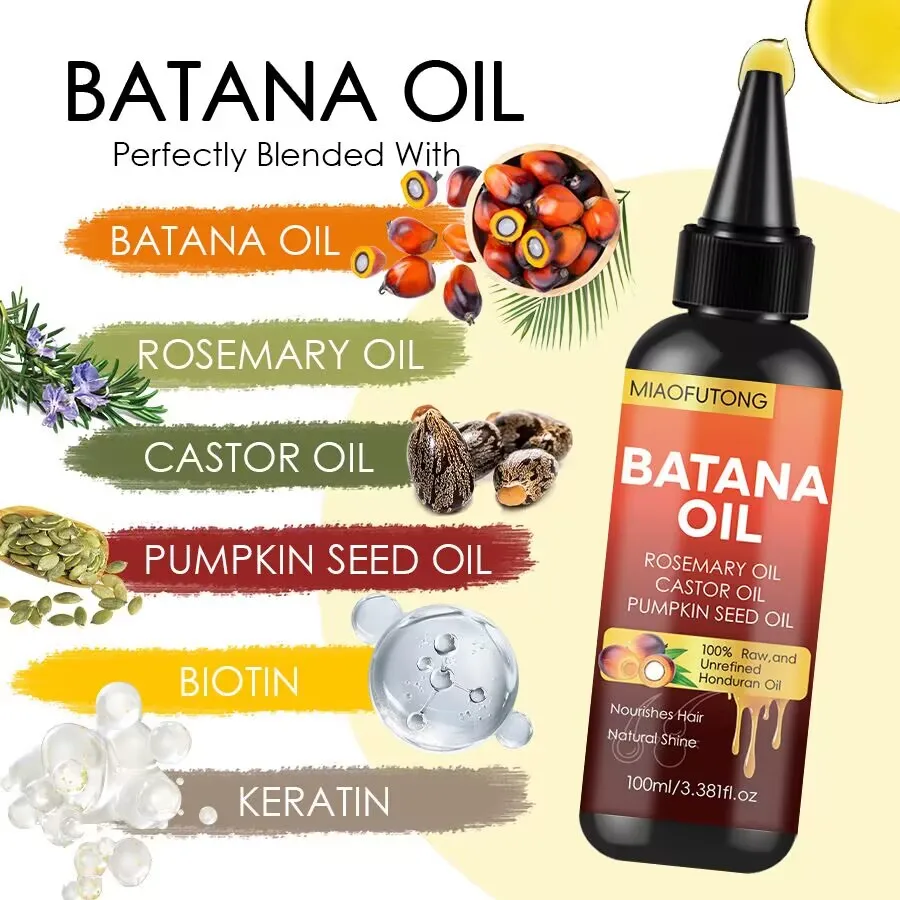 100ml Batana Oil Biotin Hair Cream Strong Hair Anti-Breakage Repair Split Ends Silky For Dry Hair