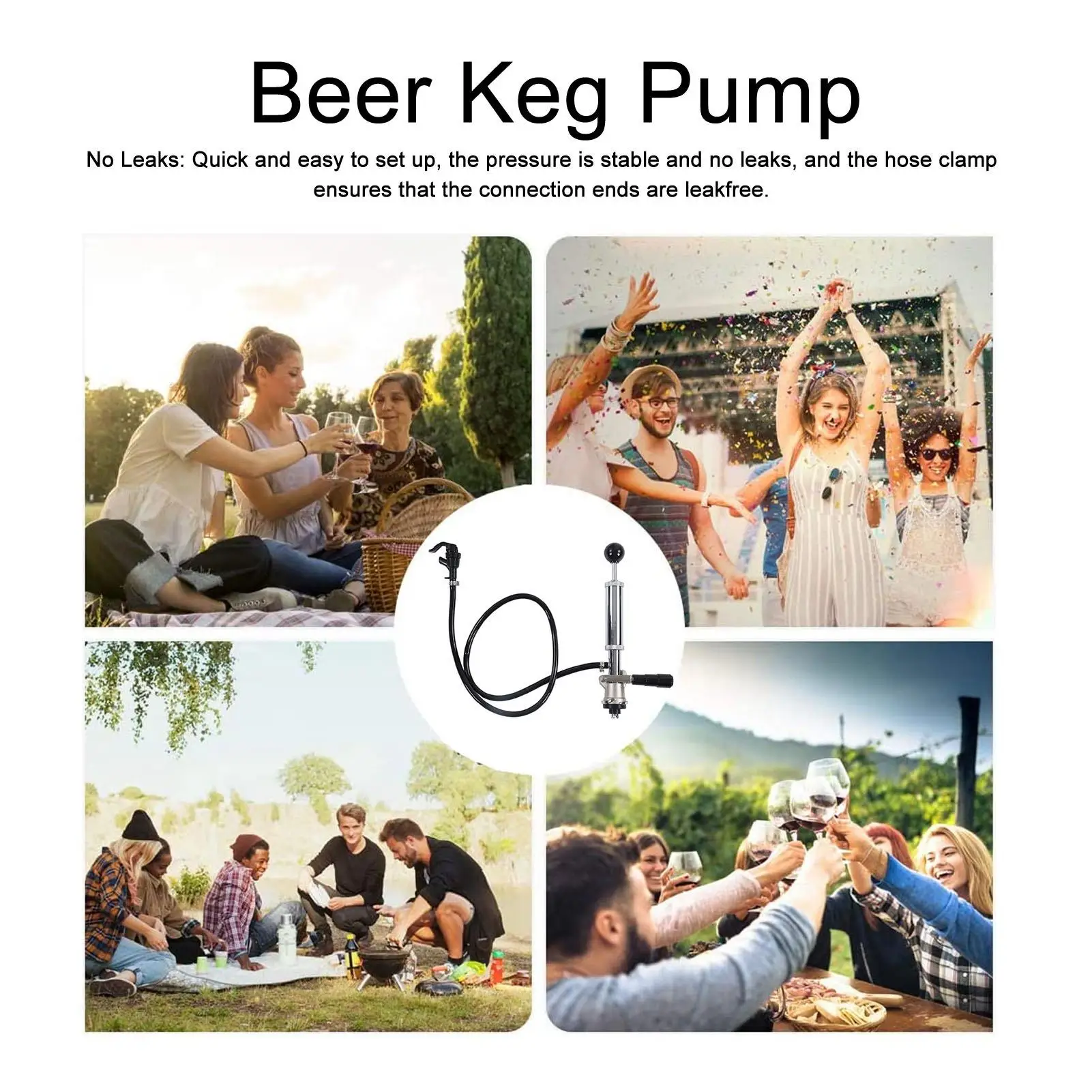 

Beer Keg Pump Leakproof Rustproof Stainless Steel Beer Quick Keg Tap Pump S Type Dispenser for Picnic Party Wedding
