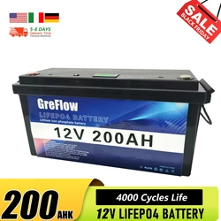 12V 200ah LiFePo4 Battery 12v lithium battery Rechargeable Lithium Batteries Built-in BMS for RV Golf Cart Boat Solar System