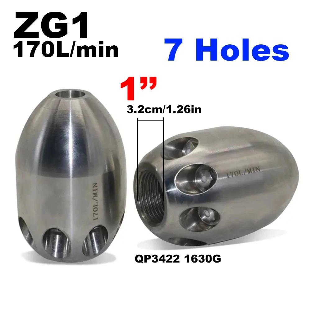 ZG1 internal thread high-pressure dredging nozzle cleaning machine dredging nozzle 170L/min front 1 hole Rear 6 7 8 holes