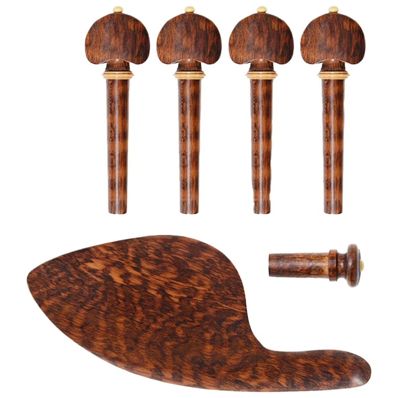 High-End Snake Wood 4/4 Full Set Of Chin Rest String Plate Knob Tail Button Positive And Negative Screw Fine-Tuning Violin Parts