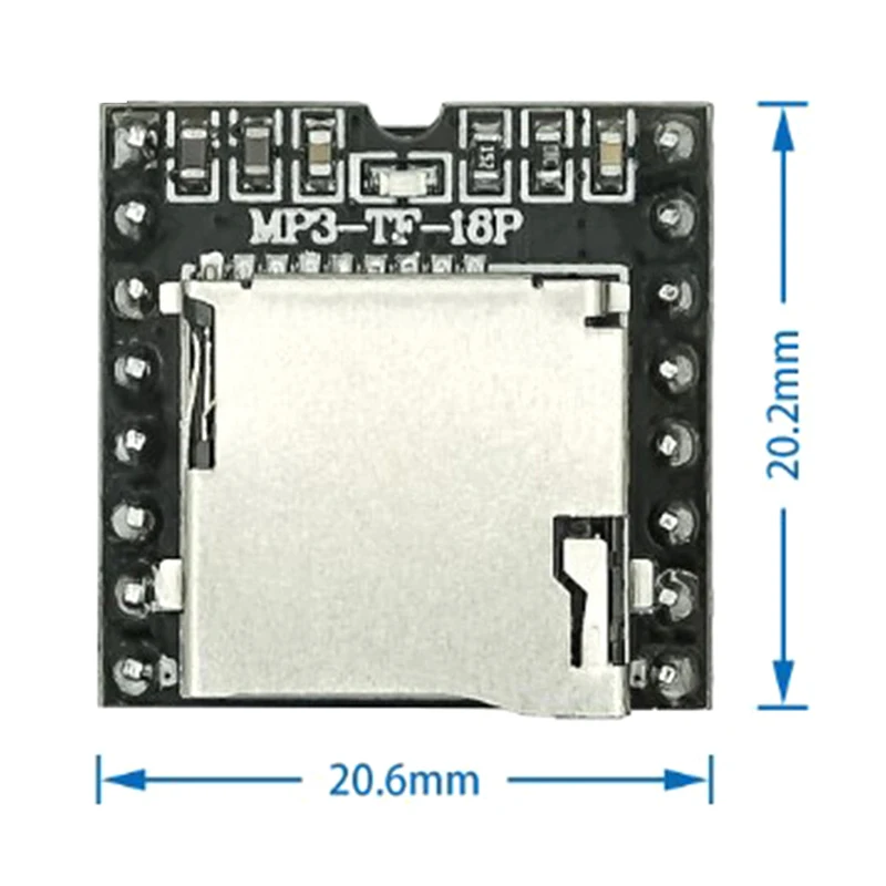 1 buah DFPlayer modul pemutar MP3 Mini V3.0 16P mendukung kartu TF u-disk Mini pemutar MP3 DF papan modul suara Audio UNTUK Arduino