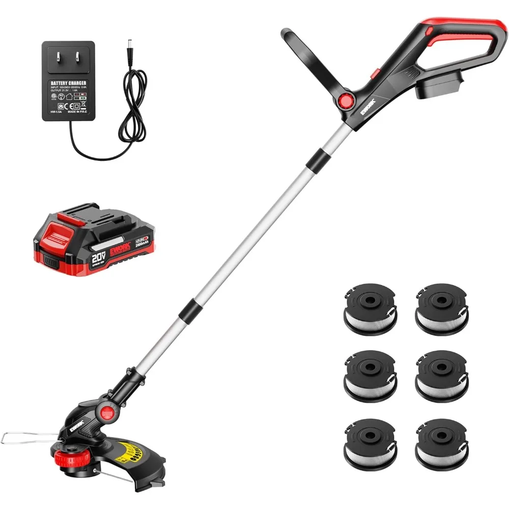 

20V Cordless String Trimmer 12-Inch Trimmer and Edger with Auto Line Feed, Electric Weed Wacker with 2.0Ah Battery and Charger