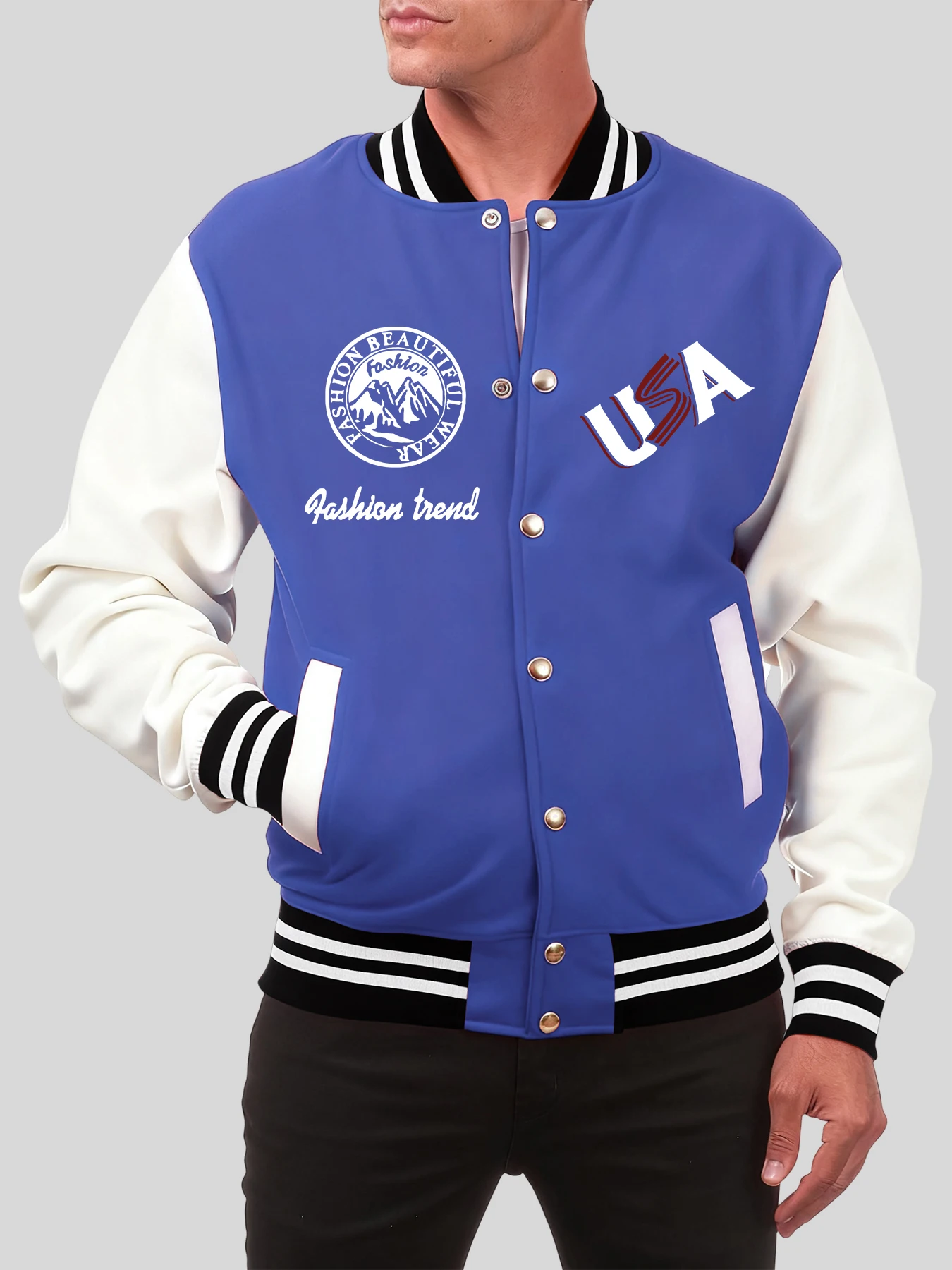 

Usa Pashion Beautiful Wear Printed Men Baseball Uniform Autumn American Streetwear Oversized Jackets Vintage All-Match Clothes