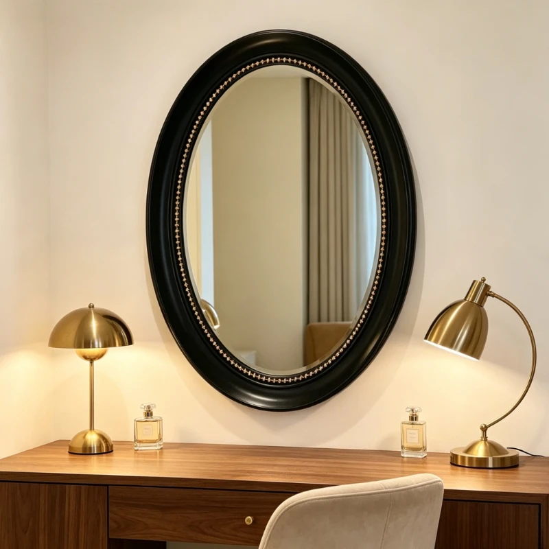 Retro Bath Mirrors Wall Mounted Mirror Washstand Bathroom Fixtures and Accessories Durable Mirror with Led Household Using