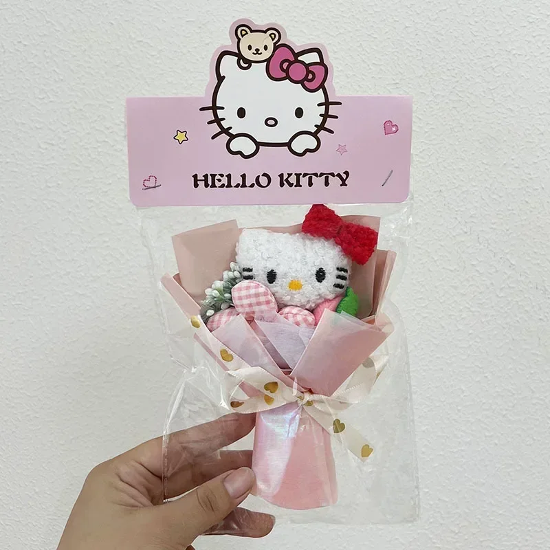 Sanrio Hello Kitty Mini ramo de muñecas Kawaii dibujos animados moda niño flor de felpa DIY decoración de la habitación parejas regalos de vacaciones