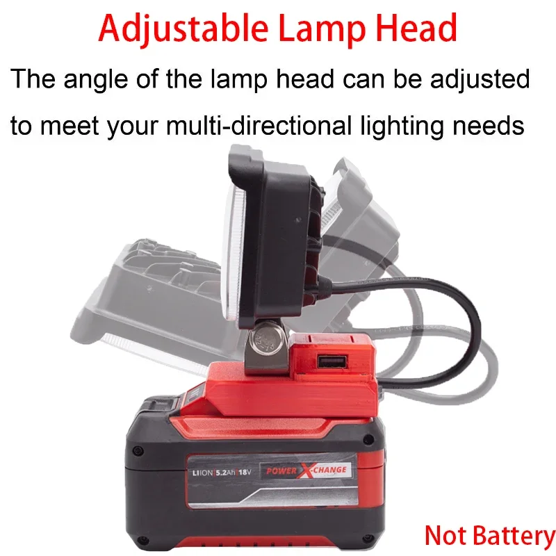 Portable Tool Light for Einhell/X-Change/Ozito 18V Li-Ion Battery with USB Portable Flashlight Cordless LED Work Light