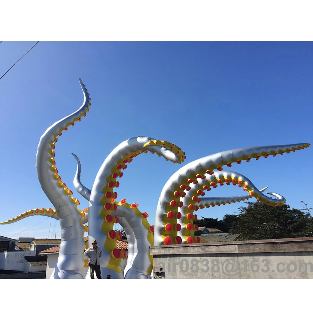 Innovative Event Inflatable Octopus Tentacles Shinny Silver Giant Inflatable Octopus Arm For Outdoor Halloween Decoration